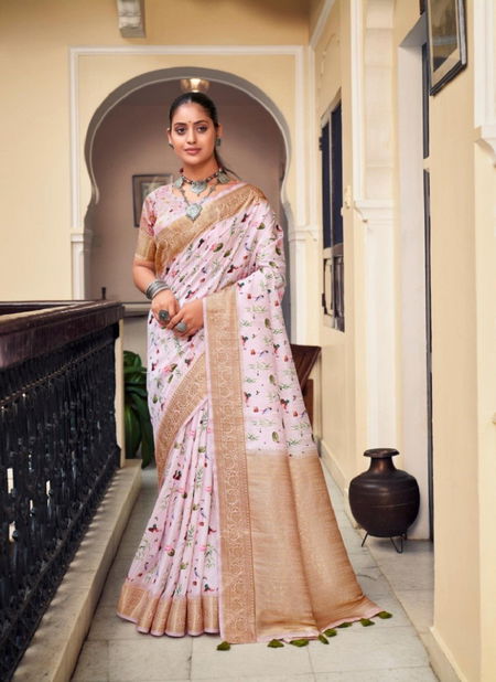 Light Pink Colour Mahak By Pankh Silk Digital Printed Designer Saree Catalog 7507 Catalog