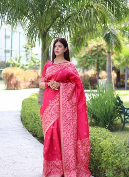 Light Pink Colour RF Veena Handloom Raw Silk Designer Sarees Wholesale Shop In Surat RF27543