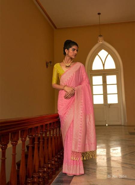 Light Pink Colour Tirth By Kimora Designer Nylon crape Sarees Wholesale Price In Surat 2054
