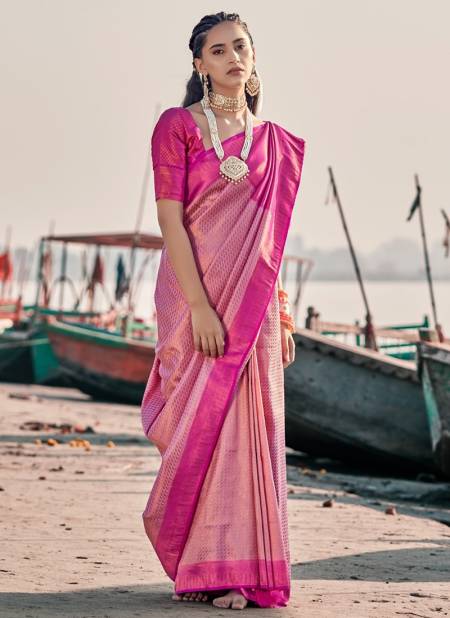 Light Pink Colour Uberra Pattu Rajpath Exclusive Wear Wholesale Silk Sarees Catalog 71004