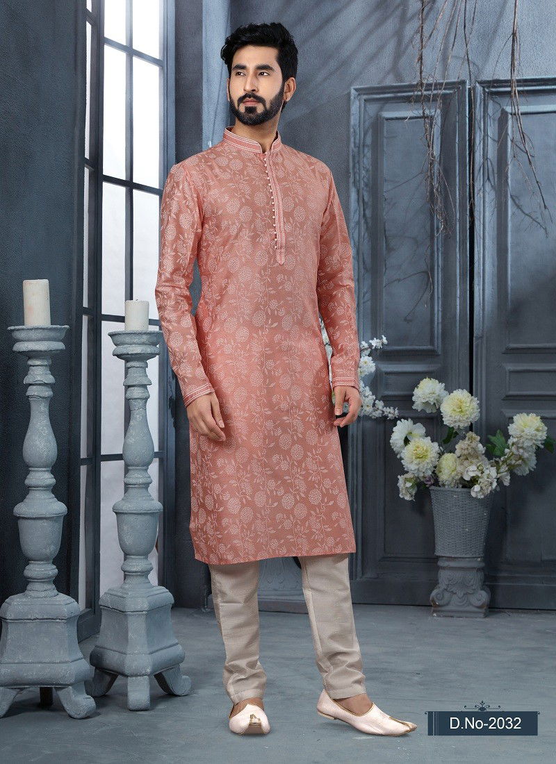 Light Pink Colour Vol 10 Function Wear Mens Kurta Pajama Exporters In India 2032