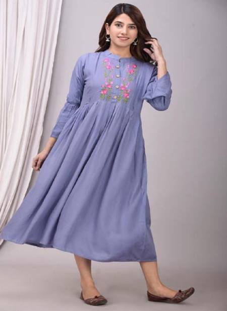 Light Purple Colour Feeding Vol 2 By Lilly Style Of India Long Kurti Catalog 103
