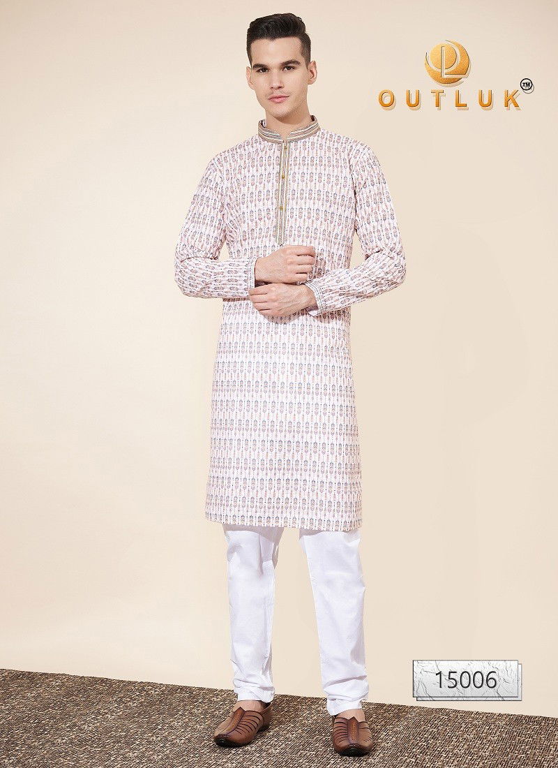 Light Purple Multi Colour Outluk Wedding Collection Vol 15 Lakhnowi Cotton Mens Kurta Pajama Orders In India 15006