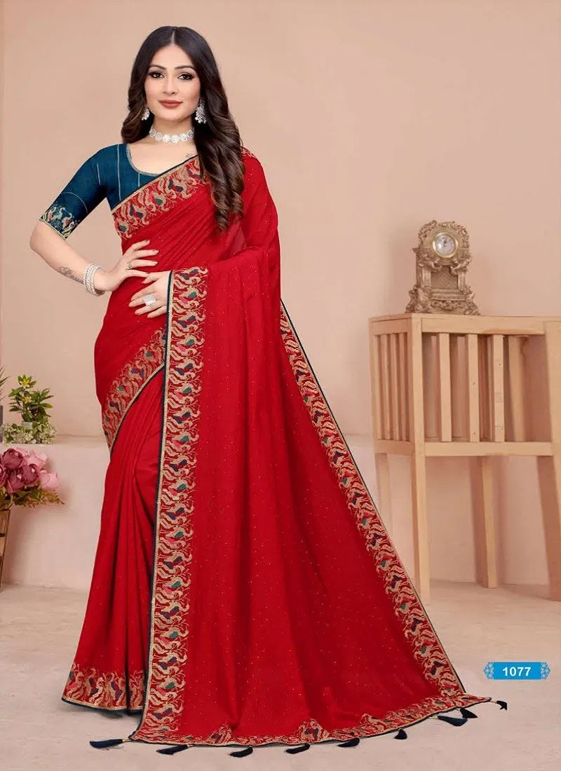 Light Red Colour Aditya 09 By Aditya Vichitra Ocassion wear Designer Saree Wholesales In Delhi 1077