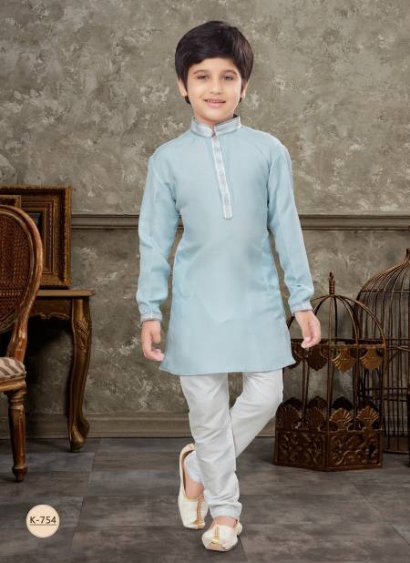 Light Sky Blue Colour Kids Vol 5 Boys Wear Kurta Pajama And Indo Western Catalog K 754