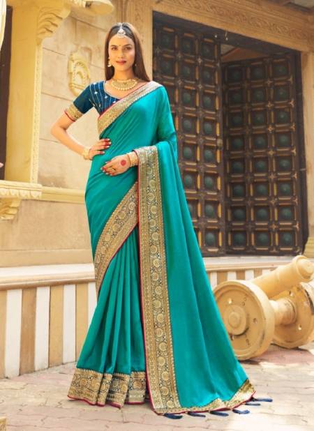 Light Teal Blue Colour Manyta By Suma Designer Wedding Wear Saree Wholesale Market In Surat With Price 1003