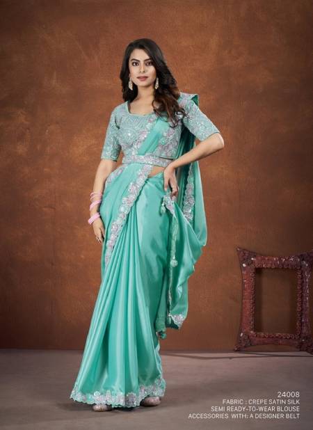 Light Teal Blue Colour Shah Saki 24000 Mahotsav New Designer Wear Saree Suppliers in India 24008