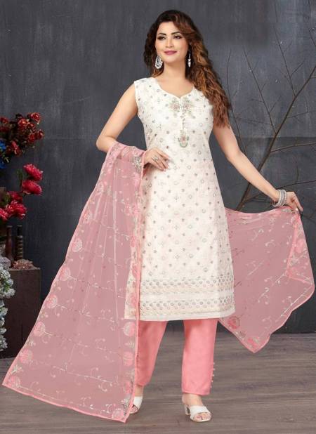 Light Yellow And Pink Colour Ikaaya Readymade Wholesale Designer Salwar Suits Catalog 841 B