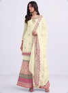 Light Yellow Colour Almora Vol 6 Wedding Wear Wholesale Palazzo Suit Catalog 3024