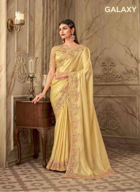 Light Yellow Colour Galaxy By TFH Party Wear Saree Catalog 6306