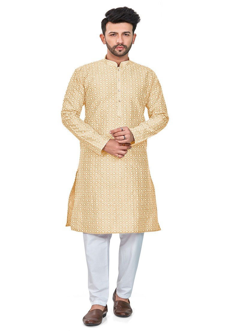 Light Yellow Colour RFSK 0013 Kurta Pajama Catalog 5