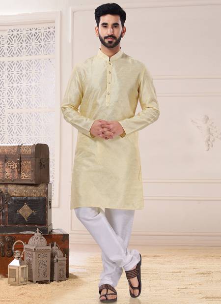 Light Yellow Ethnic Wear Mens Wholesale Kurta Pajama Catalog 1815