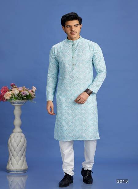 Light teal Blue Colour Party Mens Wear Pintux Stright Kurta Pajama Wholesale Online 3015