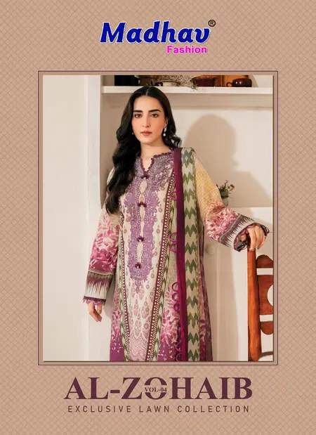 Al Zohaib Vol 4 By Madhav Cotton Pakistani Dress Material Suppliers In Mumbai