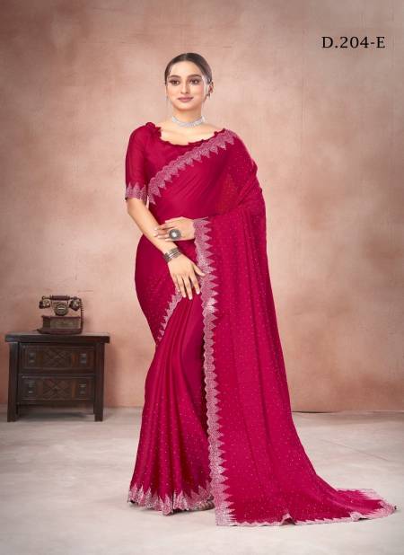 Magenta Colour 204 A To 204 I By Suma Designer Satin Chiffon Festive Wear Saree Wholesale Suppliers In Mumbai 204-E