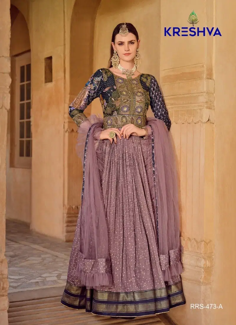 Magenta Colour Aadyasha By Kreshva Smooth Silk Reception wear Gown Wholesale Online RRS 473 A