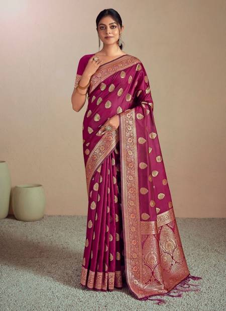 Magenta Colour Butterfly By Bunawat Silk Wedding Sarees Wholesale in Delhi 1005