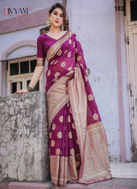 Magenta Colour Kirti By Divyam Chanderi Silk Wedding Saree Wholesale Shop In Surat 182