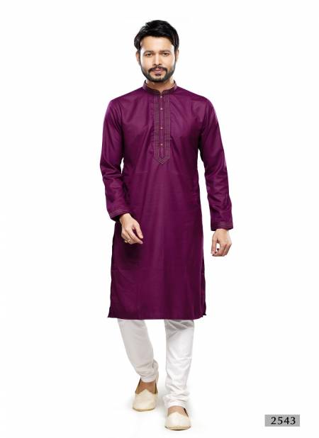 Magenta Colour Mens Wear Soft Plain Art Silk Kurta Pajama Wholesale Online 2543