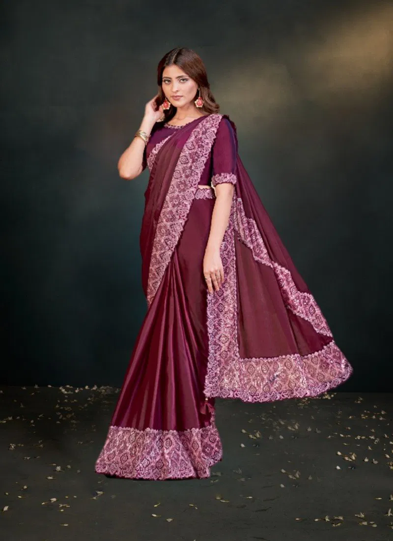 Magenta Colour Mohmanthan 23100 Dayita By Mahotsav Satin Crepe Silk Designer Saree Wholesalers In Delhi 23107