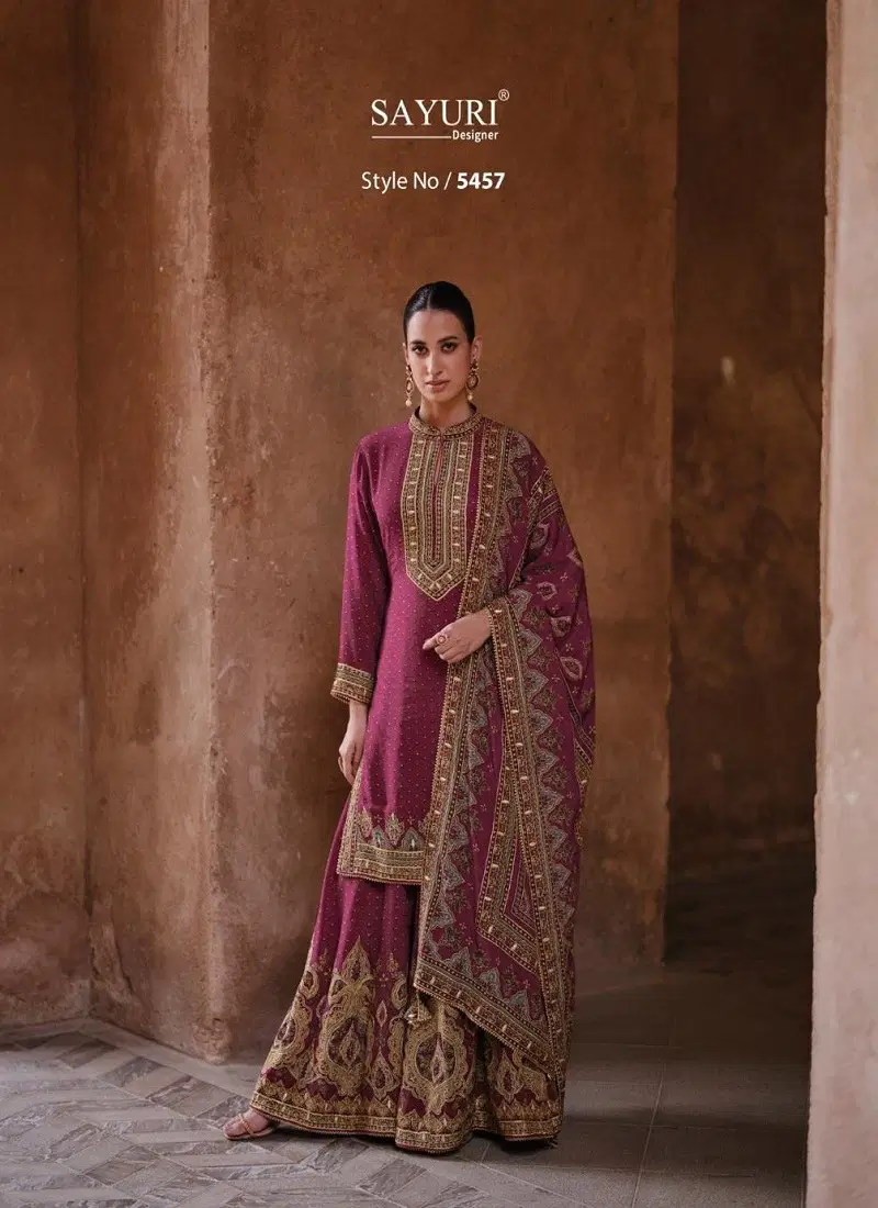 Magenta Colour Noorani By Sayuri Crepe Silk Designer ReadyMade Wholesale Online 5457