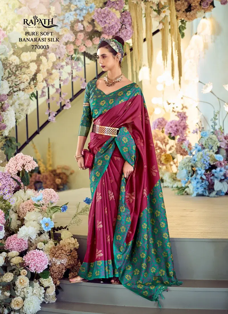 Magenta Colour Purple Martin By Rajpath Soft Silk Wholesale Saree Suppliers In Mumbai 770003