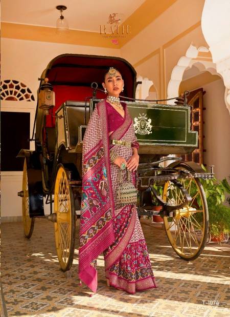 Magenta Colour Rani Sahiba By Rath Patola Silk Designer Saree Catalog 1074