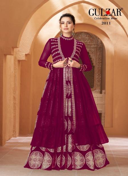 Magenta Colour Romaa By Gulzar Georgette Wedding Wear Gown With Dupatta Suppliers In India 2011