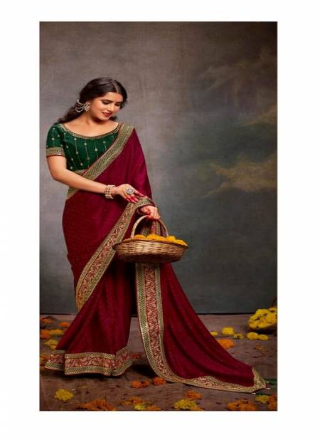 Magenta Colour Silk Sanchi By Suma Designer Occasion Wear Saree Wholesale Shop In Surat 3001