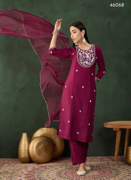 Magenta Colour Swapna By Mahotsav Embroidery Kurti With Bottom Dupatta Suppliers In India 46068