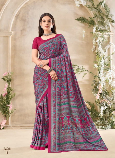 Magenta Colour Vivanta Silk 35 By Ruchi Silk Crepe Printed Wholesale Sarees In India 34201A