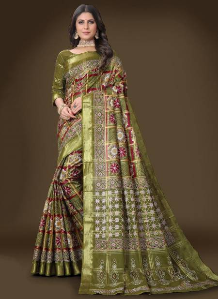Mahendi Colour AAYAA BANDHEJ 4 Festive Wear Wholesale Cotton Sarees Catalog 400002