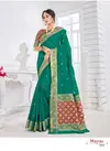 Green Manav Silk Soft Weaving Cotton With Jacquard Patola Blouse and Patola Pallu Designer Wedding and Party Wear Saree 1002
