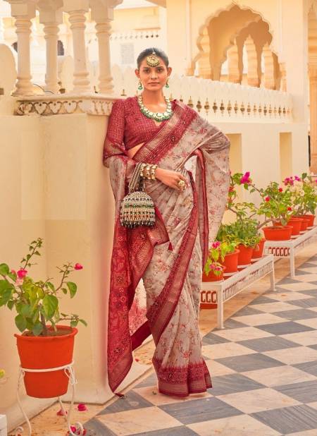 Maroon And Beige Colour Aagaman By Rewaa 655 To 663 Printed Saree Catalog 655