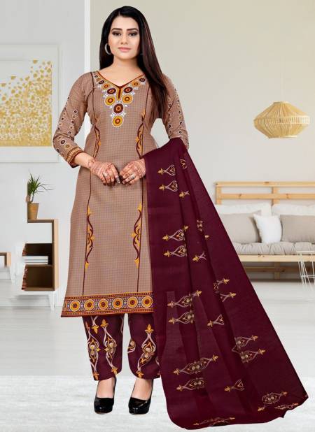 Maroon And Beige Rajnandini Daily Wear Wholesale Cotton Dress Material 3927