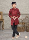 Maroon And Black Colour Kids Vol 5 Boys Wear Kurta Pajama And Indo Western Catalog K 620