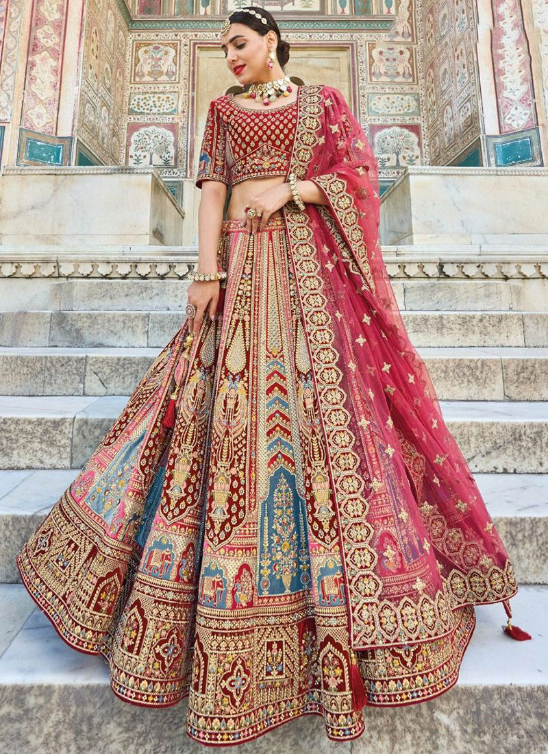 Maroon And Blue Colour Aanara 2 wholesale Bridal Lehenga Choli Catalog AA 116