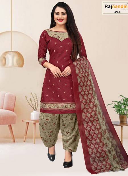 Maroon And Green Colour Mohini Cotton Dress Material Catalog 4088