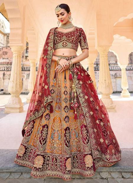 Mustard and Maroon Lehenga Set - Indian Bridal & Wedding Outfit – CUSTUMISE  DREAM | Designer Bridal Lehengas & Wedding Outfits