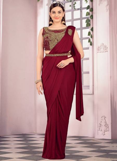 Maroon Colour 1016031 Colours Ready To Wear Wholesale Party Wear Sarees 1016031 A