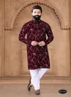 Maroon Colour 1632 Wedding Mens Wear Stright Kurta Pajama Wholesale Shop In Surat 1632-KS 2431