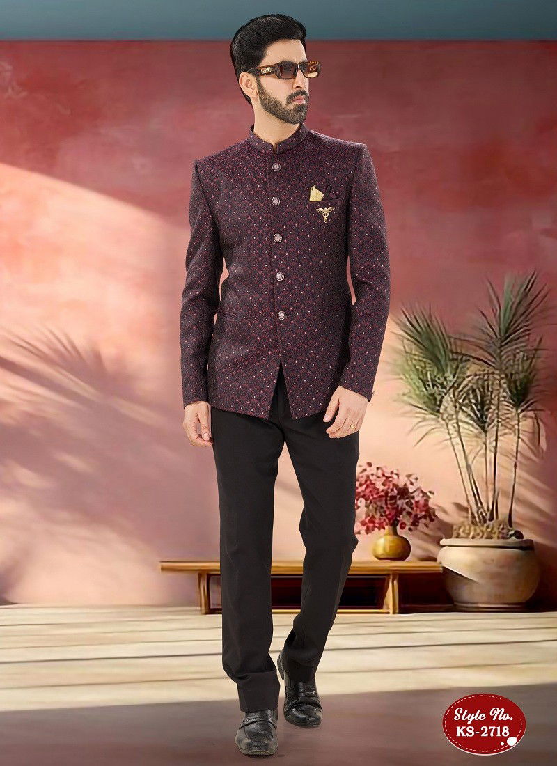 Maroon Colour 1652 Designer Party Wear Mens Jodhpuri Suits Wholesale Price In Surat KS 2718