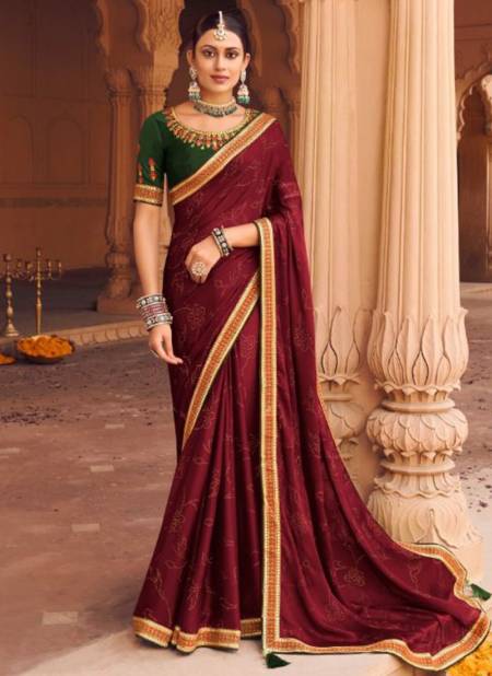 Maroon Colour Aadhya Festive Wear Wholesale Silk Sarees Catalog 6309
