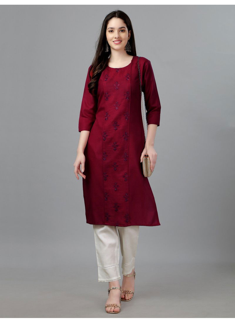 Maroon Colour Aaradhna Designer Kurti Catalog 1004