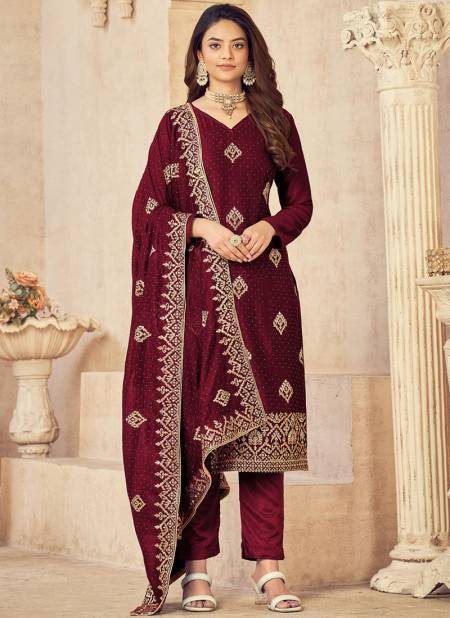 Maroon Colour Aeva Wedding Wear Salwar Suits Catalog 118 C