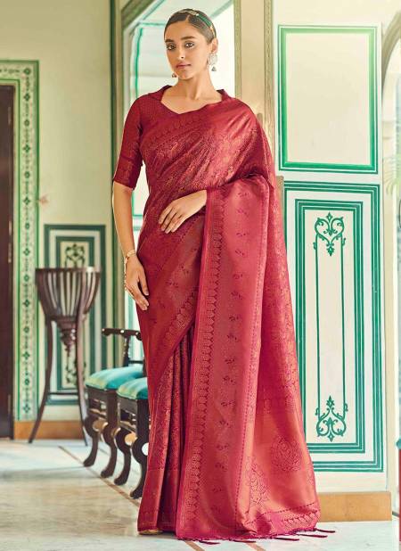 Maroon Colour Aleah Pattu Exclusive Wear Wholesale Silk Sarees Catalog 32002