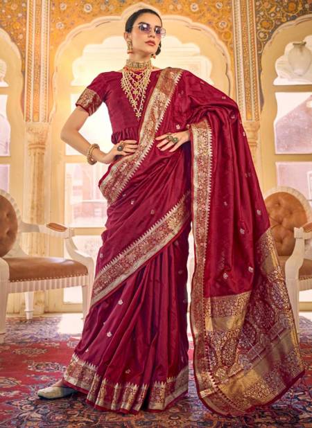 Maroon Colour Aloha Silk Wedding Wear Wholesale Silk Sarees 48001