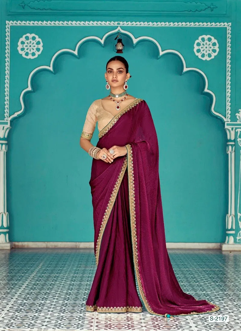 Maroon Colour Amber By Kimora Fancy Fabric Party Wear Saree Suppliers In India S 2197