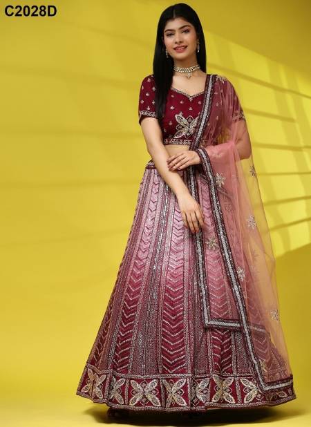 Maroon Colour Amoha C2028 A To D Wedding Readymade Lehenga Choli Wholesale Online C2028 D