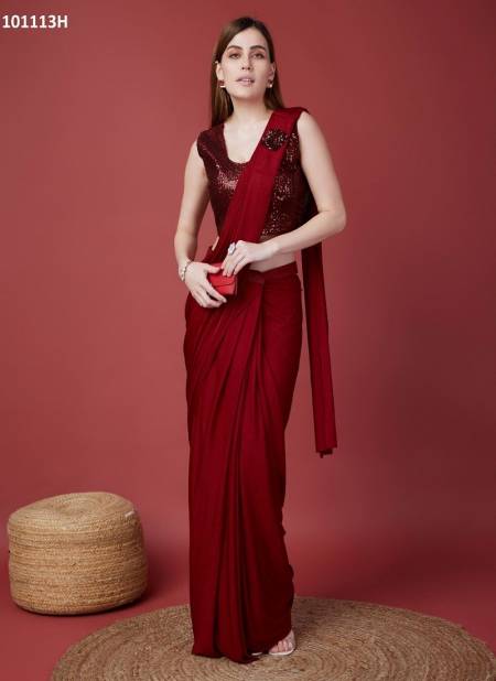 Maroon Colour Amoha Imported Crush Party Wear Readymade Saree Online Wholesale 101113H